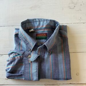 Oakton Limited Striped Snap Down Shirt‎ Mens Long Sleeve Regular Fit